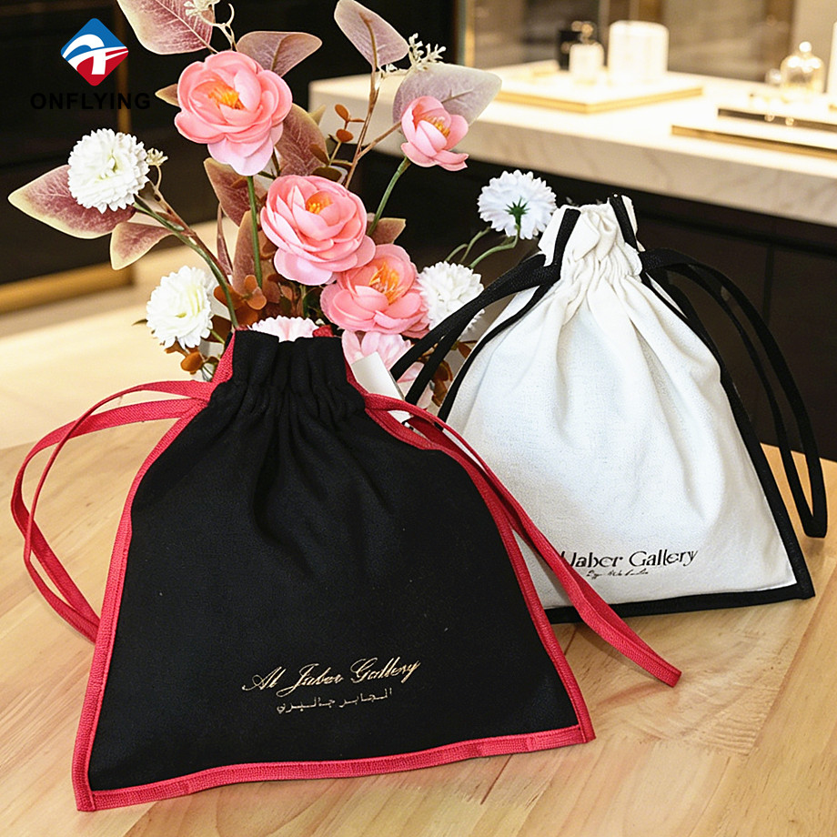 Eco-friendly Reusable Packaging Storage Black Cotton Drawstring Pouch Bag Supplier China - COPY - t4ouwk