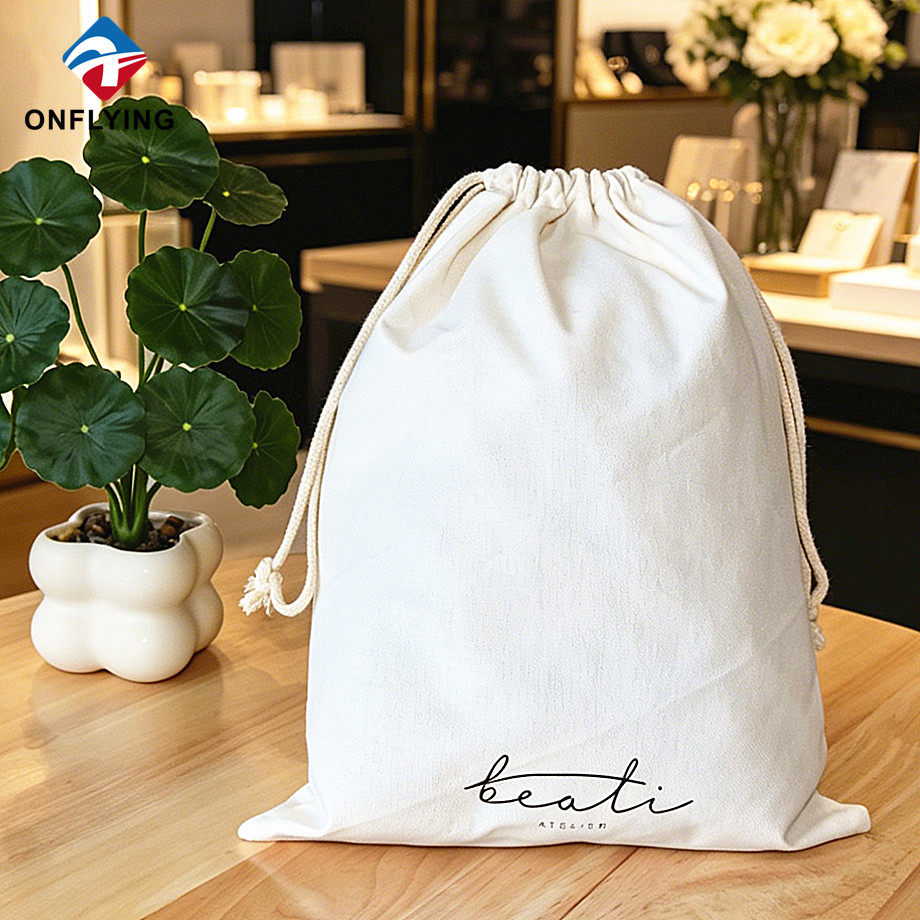 Top Quality Portable Durable Travel Storage Natural Cotton Pouch Drawstring Bag Factory China