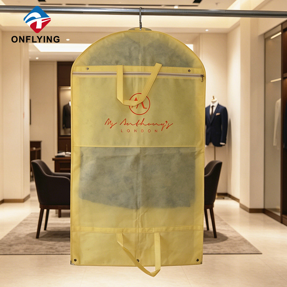 High-end New Brand Custom Big Pocket Suit Dust Garment Package Bag with Gusset Supplier China
