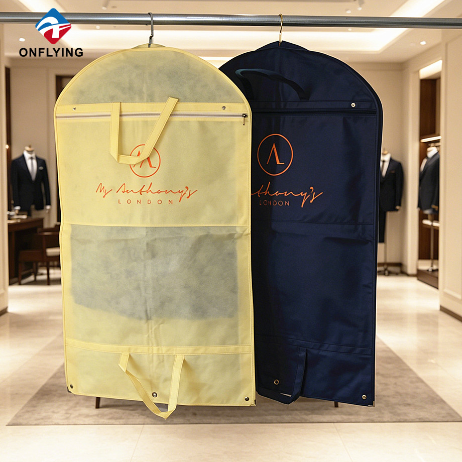 Breathable Fabric Yellow Deep Blue Formal Suit Shop Suit Dust Non Woven Bag Set Factory China
