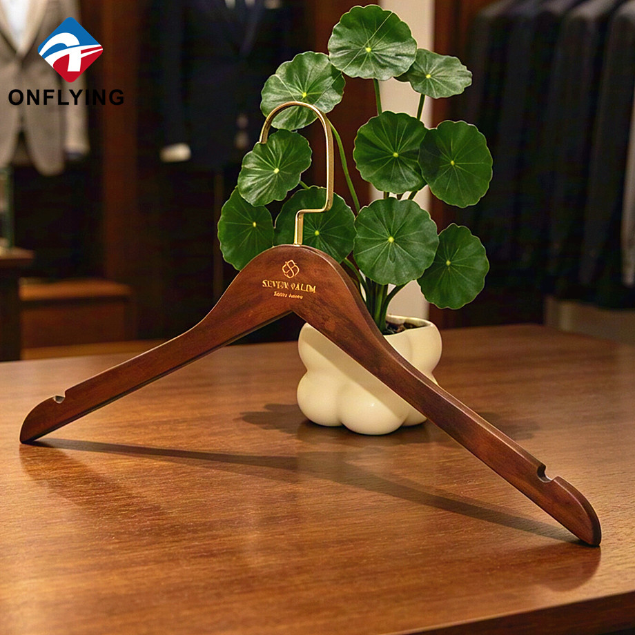 Hanging Casual Shirts Clothing Store Non slip Slim Wooden Shirt Hanger with Notch Supplier China