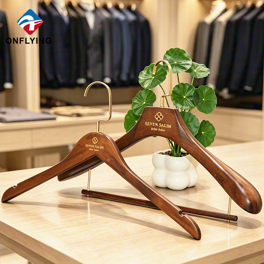 Standard Size High Quality Heavy Duty Custom logo Natural Suit Wood Hanger Set Factory China - COPY - odqrsu