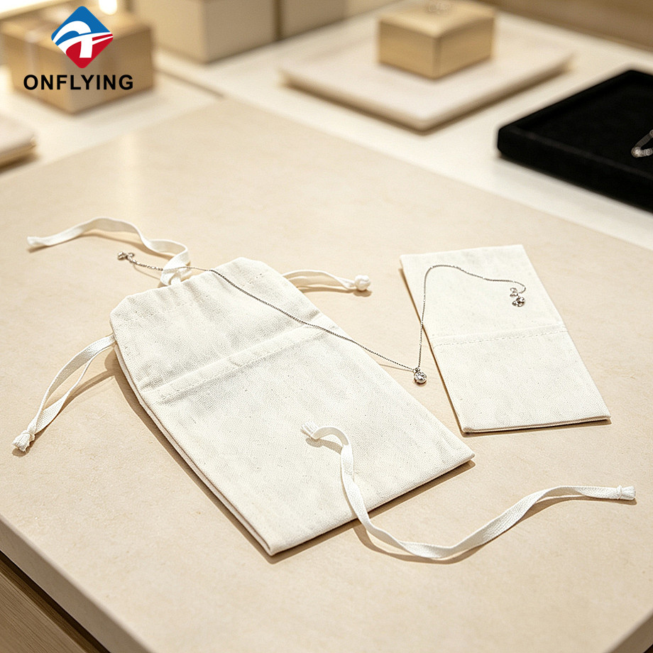 Custom Sizes Dust Proof Necklace Ring Storage Natural Cotton Pouch Jewelry Bags Supplier China