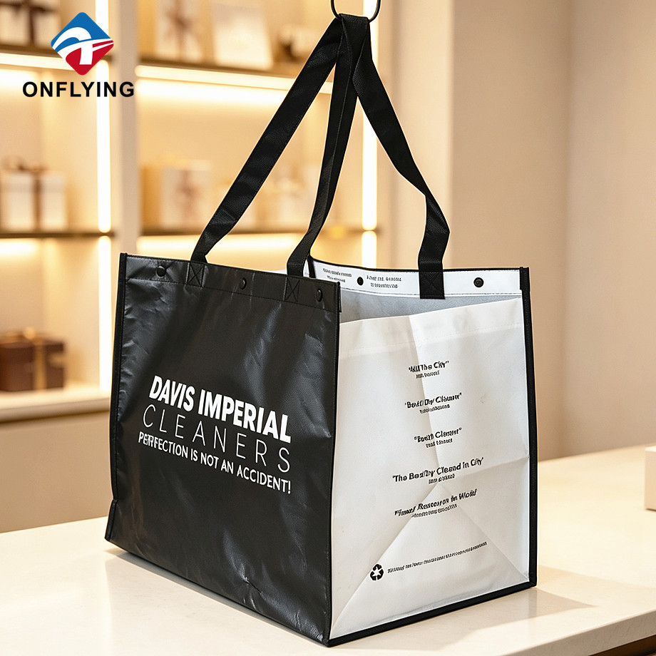 Portable Large Capacity Custom Laminated Non Woven Sturdy Shopping Tote Handle Bag Factory China