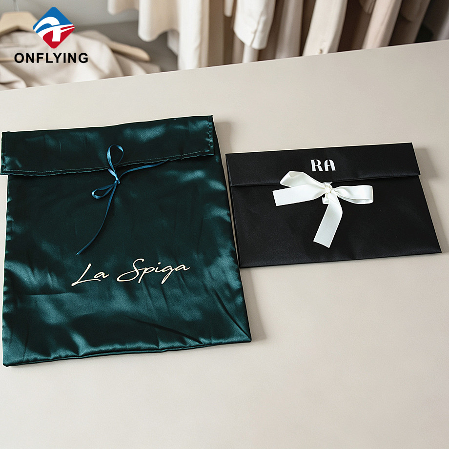 Luxury Dustproof Storage Custom Printing logo Premium Glossy Satin Gift Bag Manufacturer China