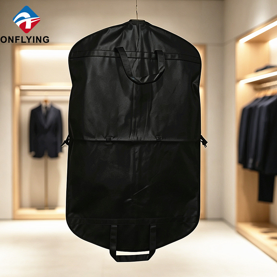 Premium Breathable Fabric Suit Simple Design Black Non Woven Foldable Bag Factory China