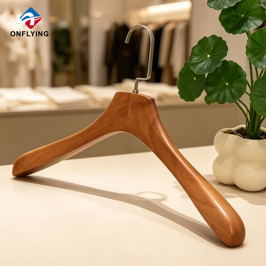 Premium Luxury Store Boutique Smooth Shoulder Customize Wood Clothing Hanger Manufacturer China