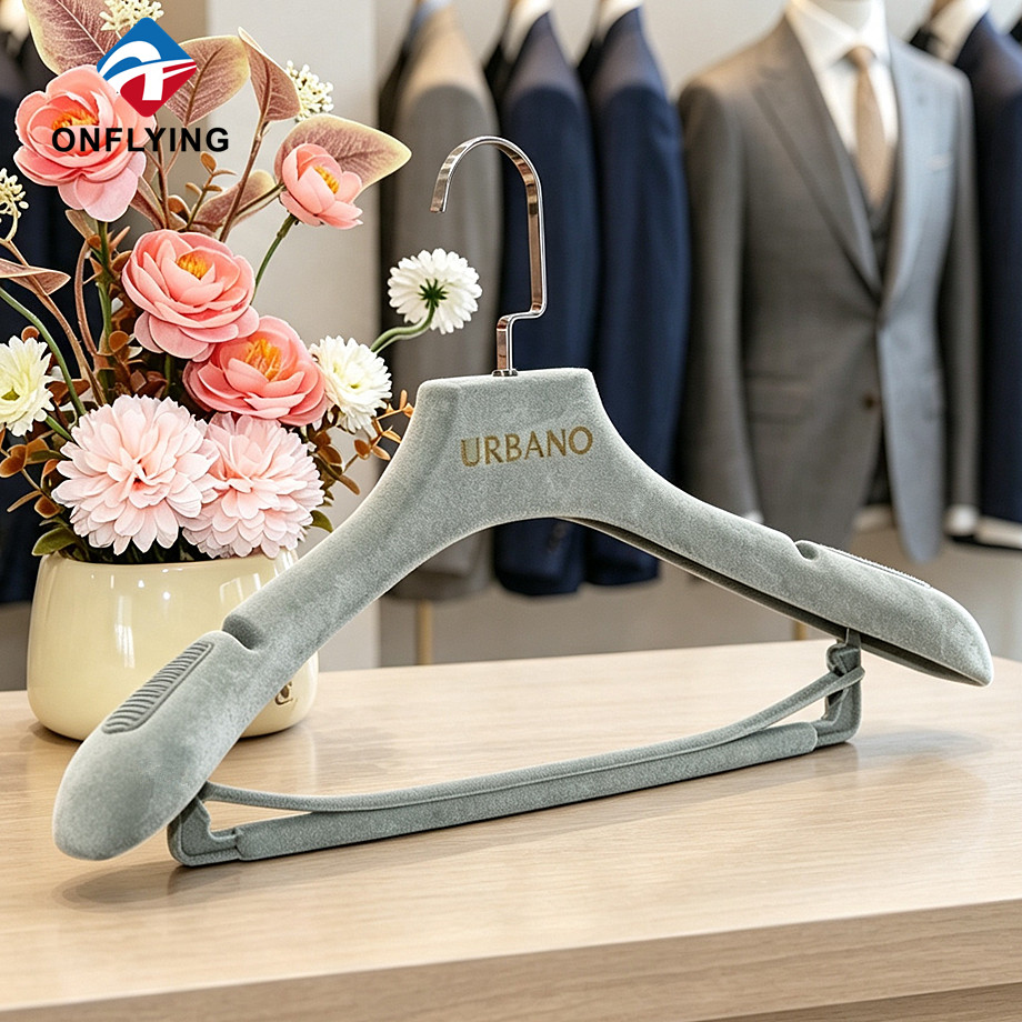 High-quality Eco-friendly Clothing Boutique Custom Velvet Men's Suit Hanger Manufacturer China