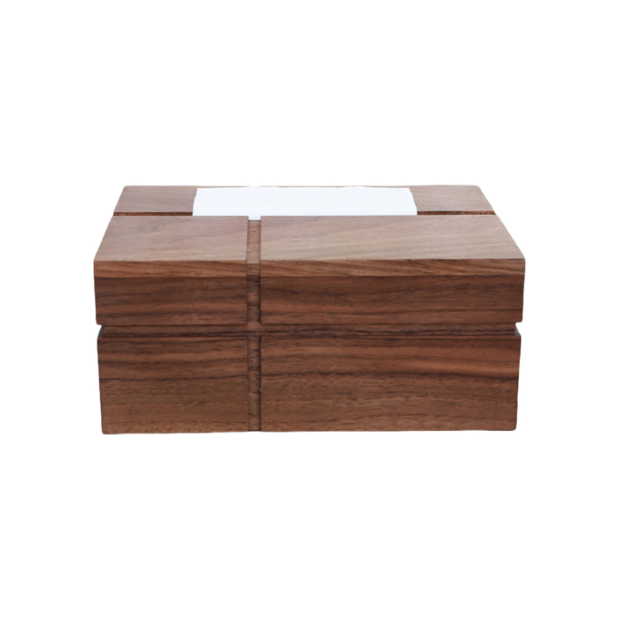 Wholesale Tissue Box Cross Texture Design Wooden Ornament Napkin Box Tissue Holders