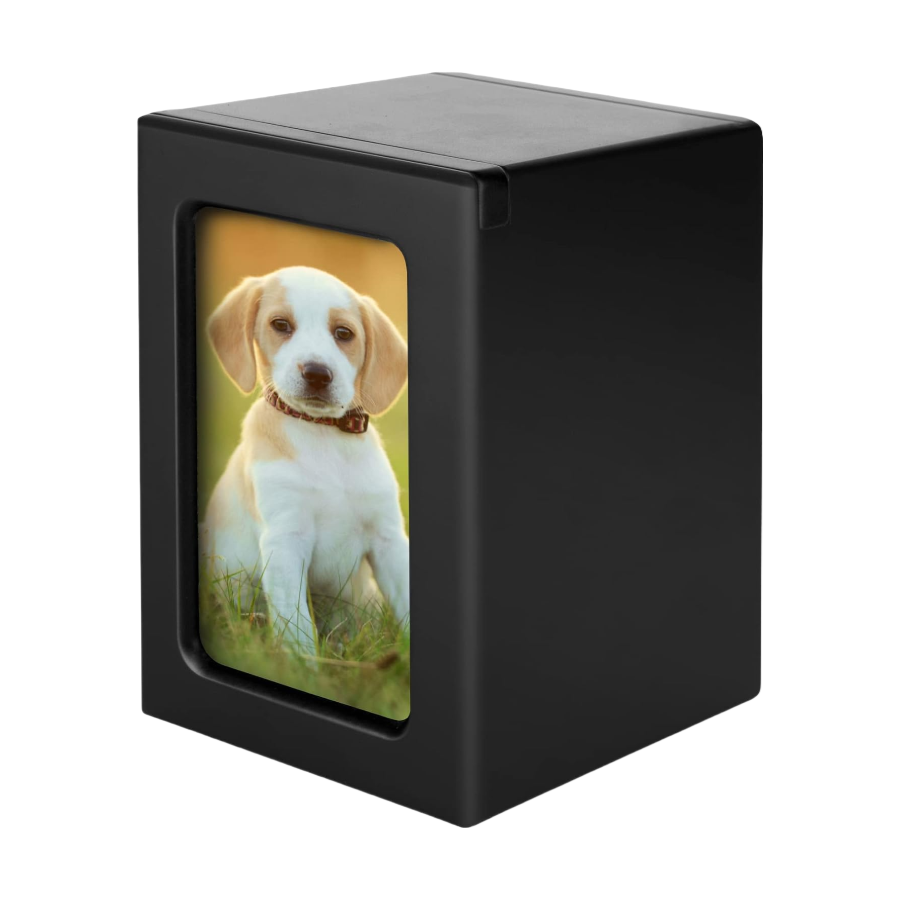Custom Wooden Pet Memorial Urn with Photo Frame – Personalized Dog Ashes Urn