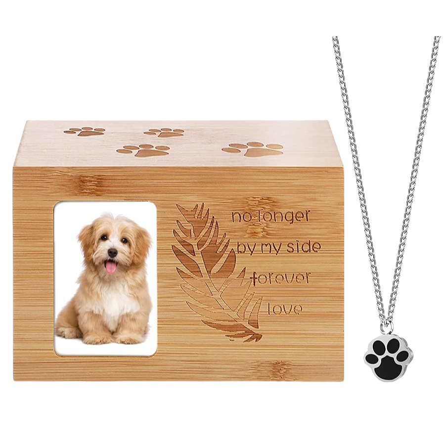Custom Wooden Pet Urn | Personalized Memorial for Dogs & Cats Ashes, Engraved Keepsake Urn