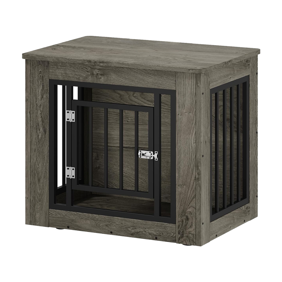 Custom Dog Crate Furniture, Iron-Wood Fusion Dog cage, Indoor Dog Kennels, Side End Table