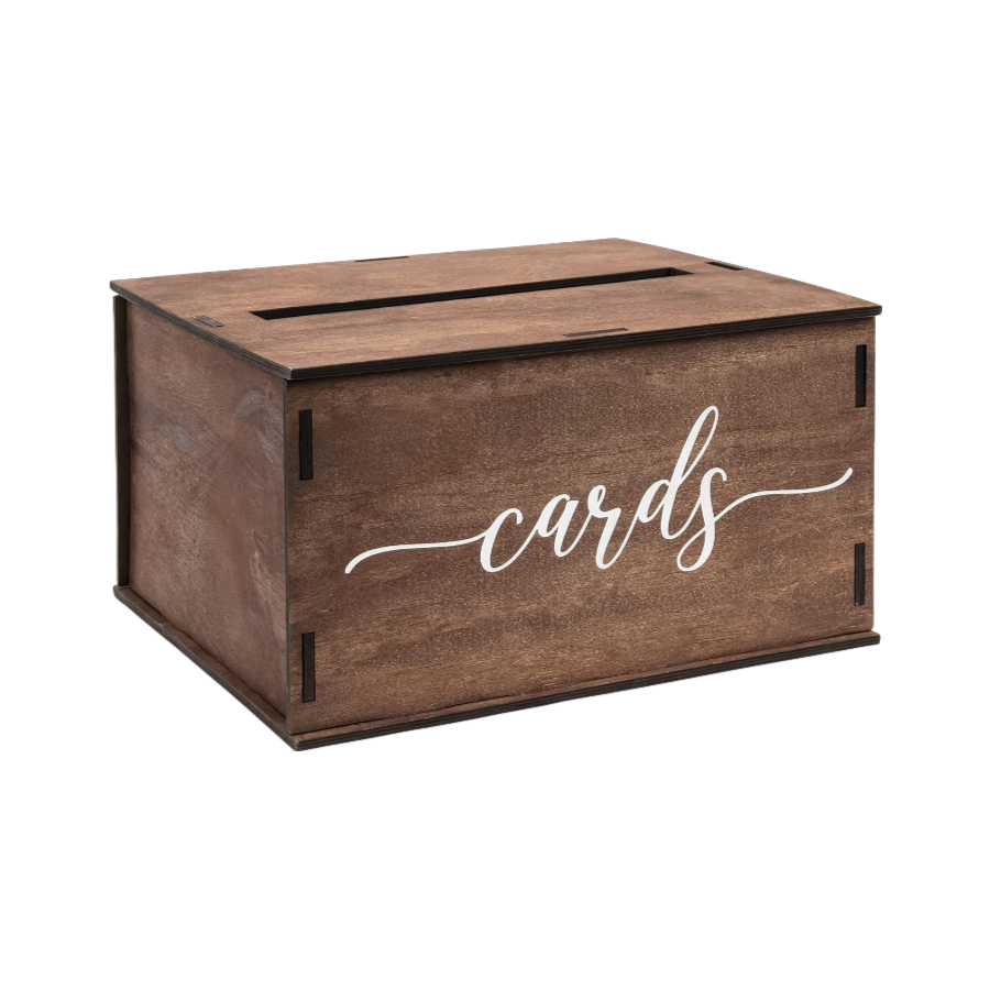 Custom Wooden Wedding Card Box with Slot, for Wedding Gifts & Money