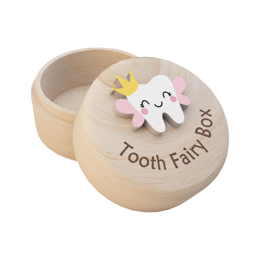 Wholesale Wooden Tooth Fairy Box, Personalized Round Wooden Baby Teeth Box