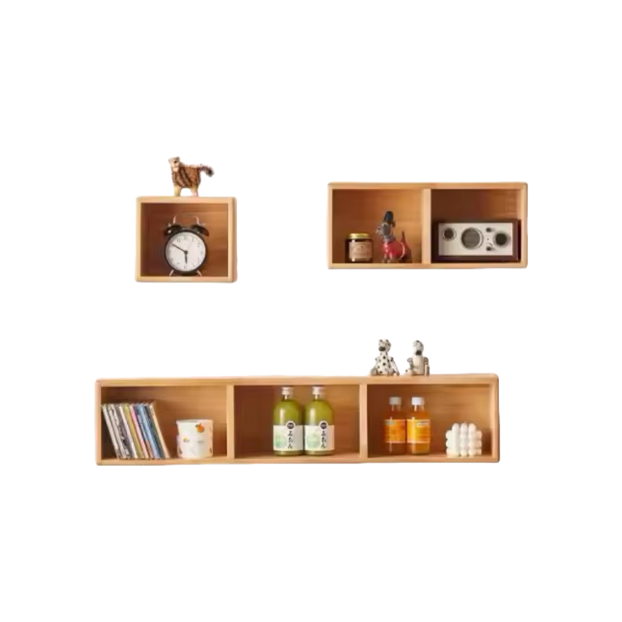 Custom Solid Wood Wall-Mounted Display Shelf, Floating Wall Mounted Wooden Organizer