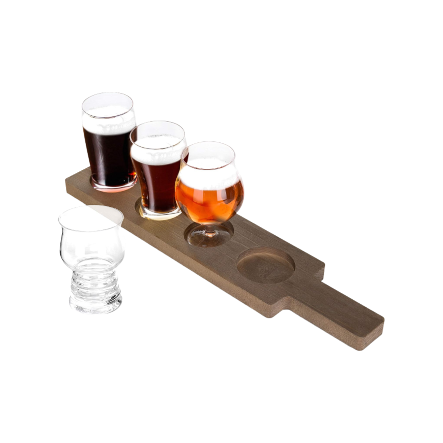 Wholesale Rustic Wooden Tray Brown Solid Wood Beer Cup Holder