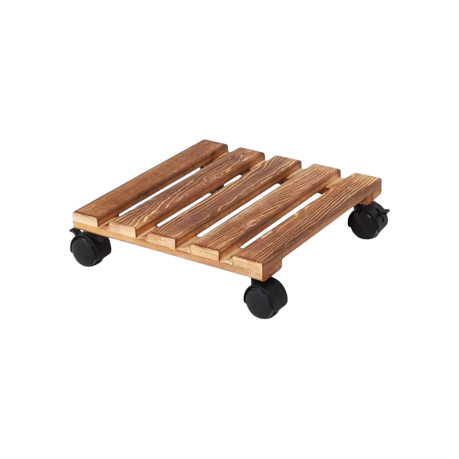 Wholesale Small Wooden Plant Caddy, Plant Stand with Lockable Wheels