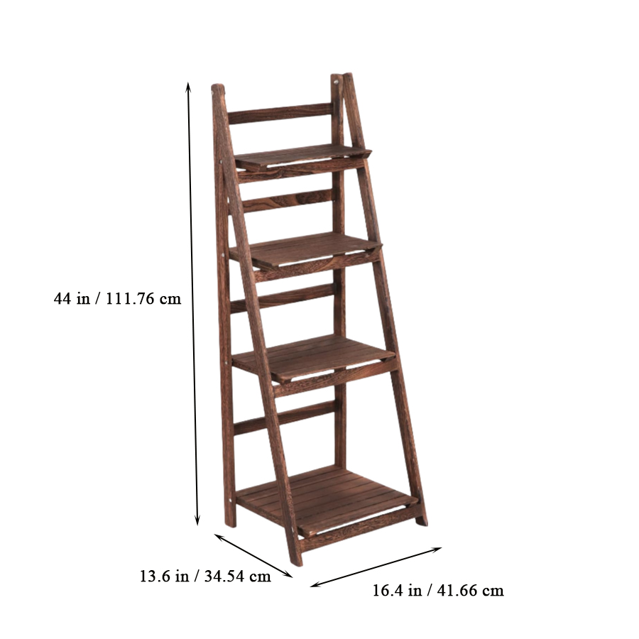 Stand da pianta di legno pieghevole a 4 livelli all'ingrosso-Scaffale multiuso esterno interno