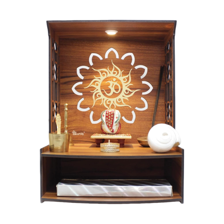 Wholesale Wall Mounted Wooden Puja Mandir for Office, Home Puja Temple Stand