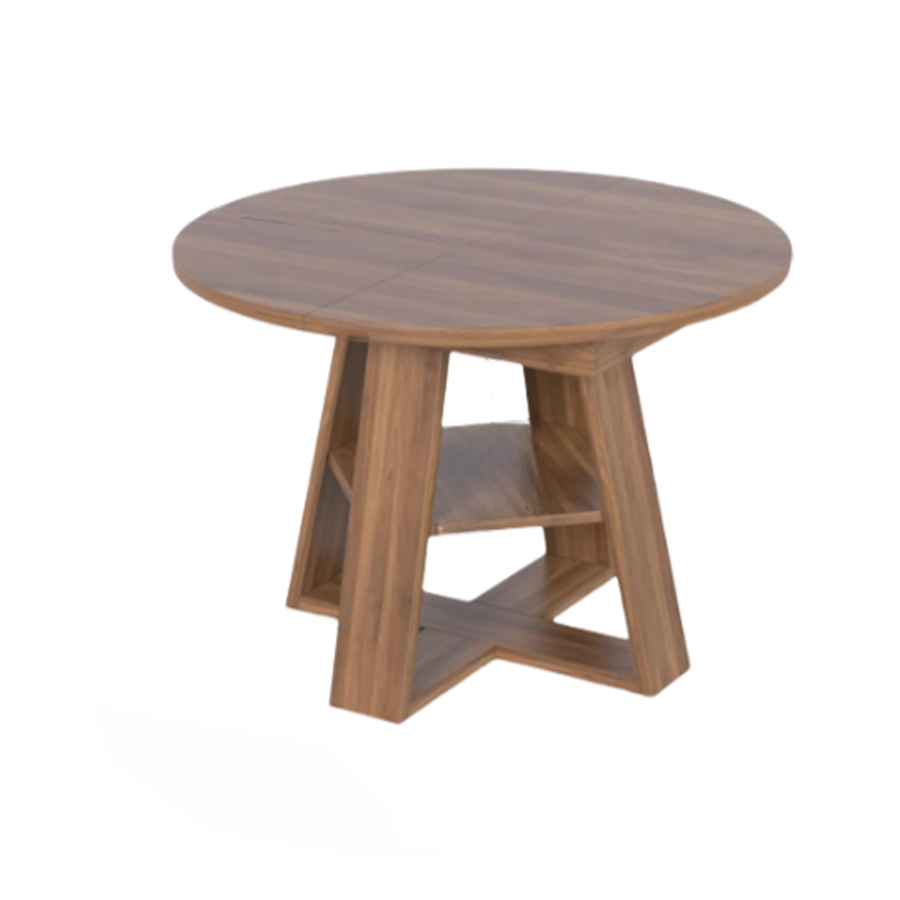 Wholesale Modern Kitchen Extendable Round Wooden Dining Table with Storage Shelf