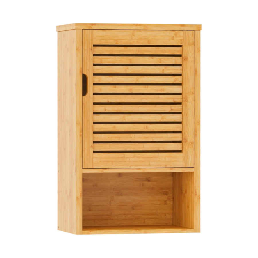 Wholesale Bamboo Wall Mounted Storage Cabinet with Single Door and Adjustable Inner Shelf