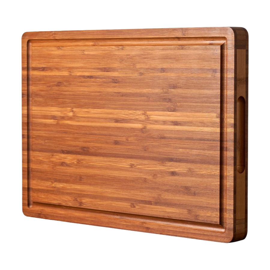 Wholesale Bamboo Wood Cutting Board with Side Handles and Juice Grooves
