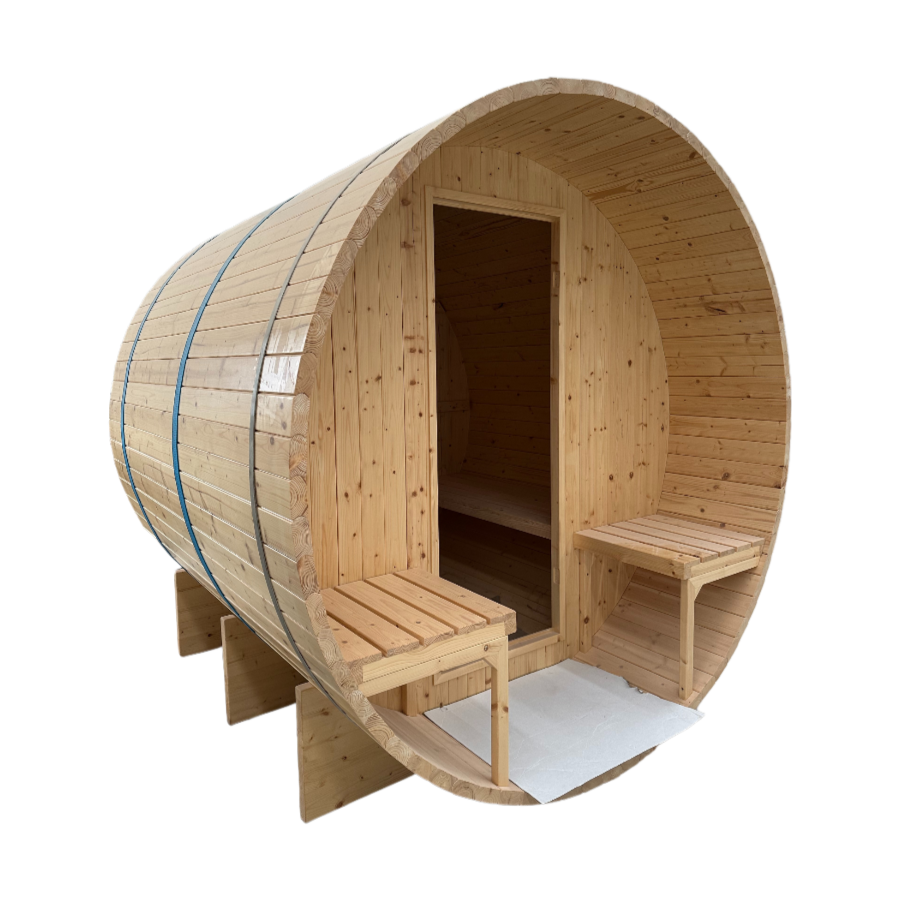 Cabine sauna en fût en bois massif direct