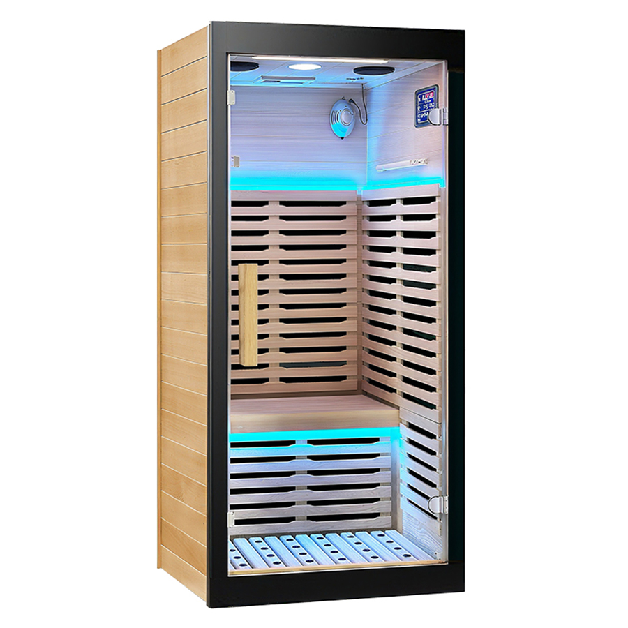 Factory Direct Supply 1 Person Graphene Sauna Room with Stainless Steel Edging