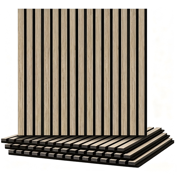 Moderne Akustikplatten mit 3D-Riffelholzlatten
