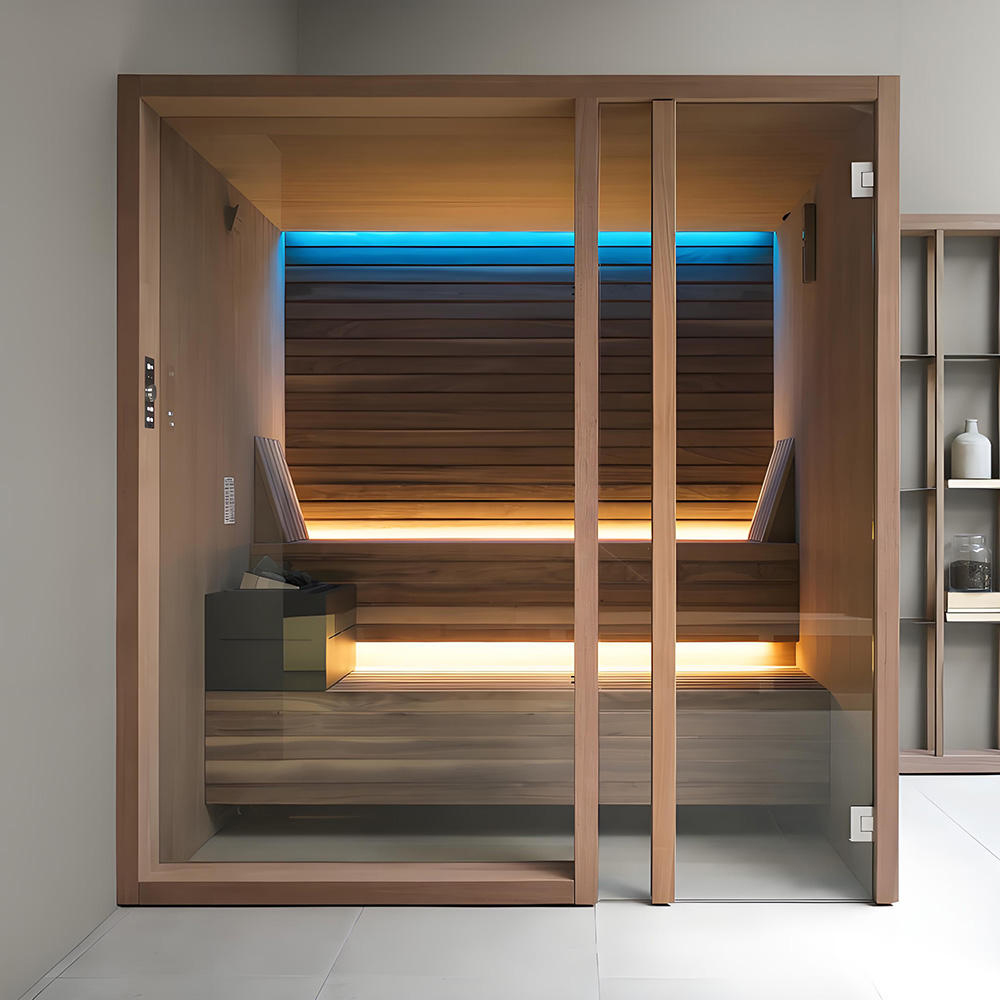 Modern Luxury Corner Sauna Room 2 Person Indoor Sauna Glass Sauna Room for Home Spa - COPY - 2enpmh