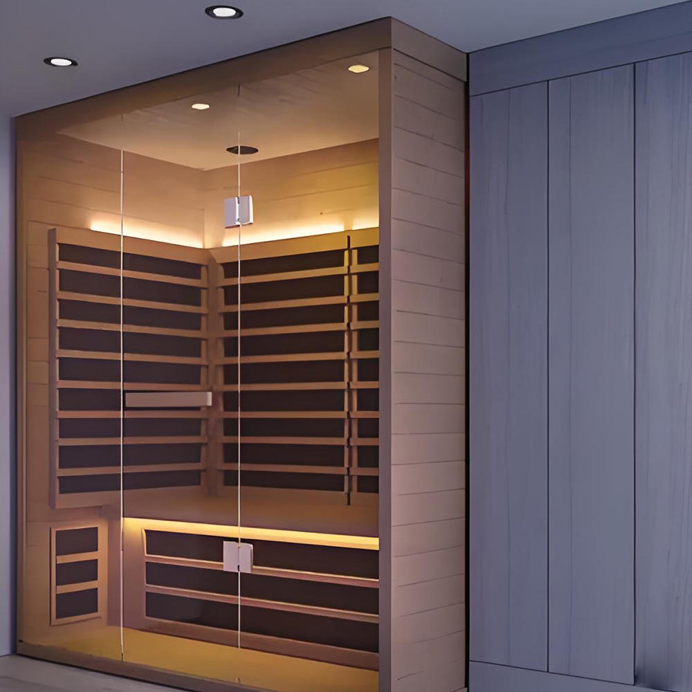 Modern Luxury Corner Sauna Room 2 Person Indoor Sauna Glass Sauna Room for Home Spa - COPY - 2enpmh