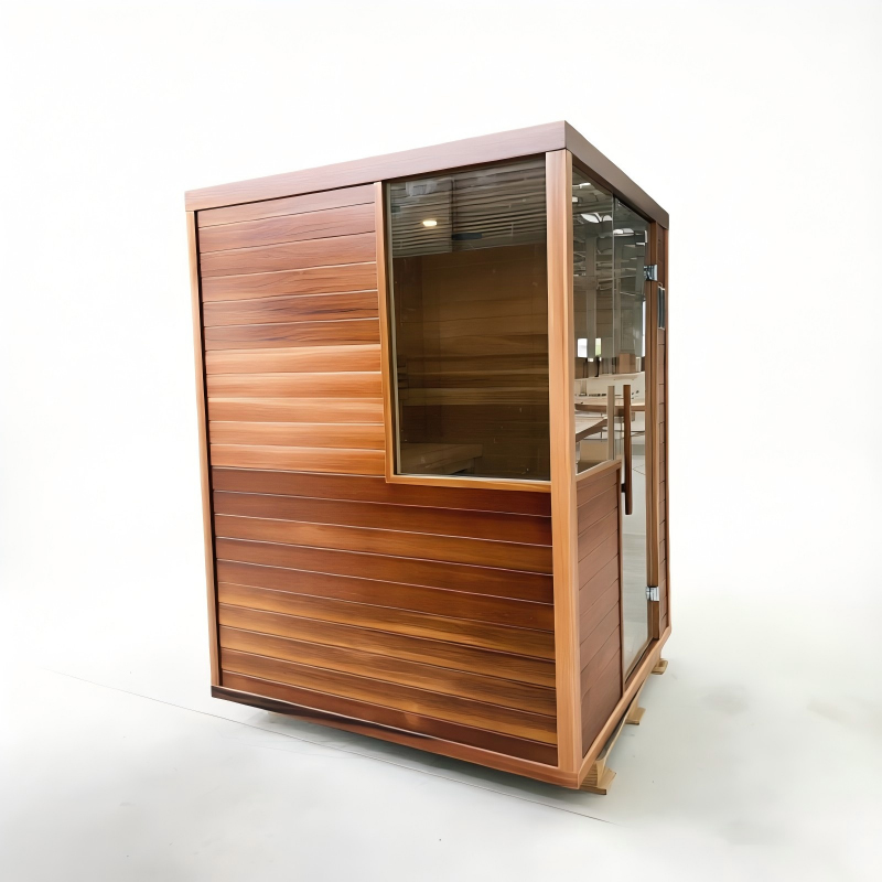 Luxury Outdoor Cube Barrel Sauna Room 2-4 Person Wooden Garden Sauna Cabin - COPY - l9cs9t