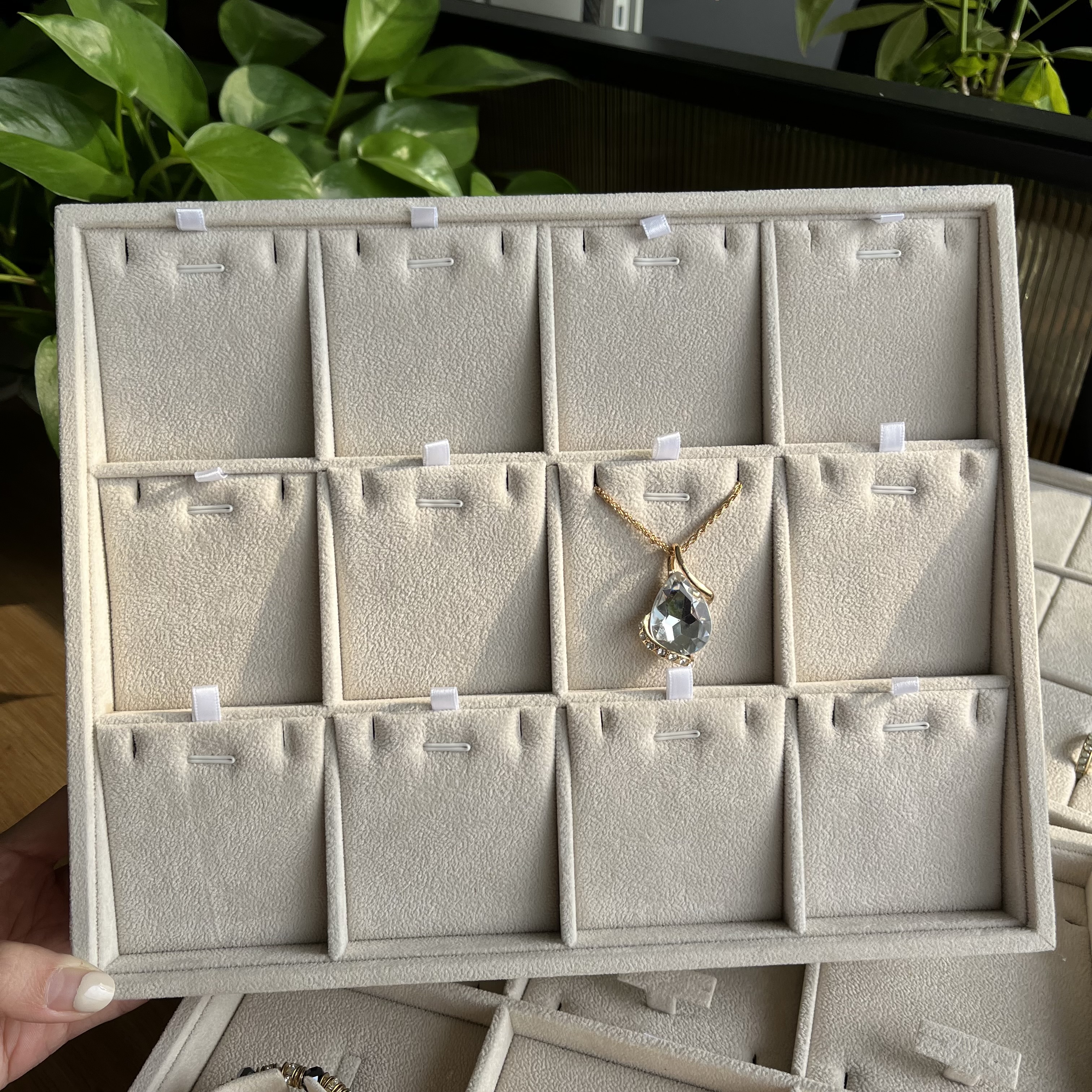 velluto  vassoio espositore per gioielli vassoio impilabile per orecchini/pendente espositore per ciondolo mobile