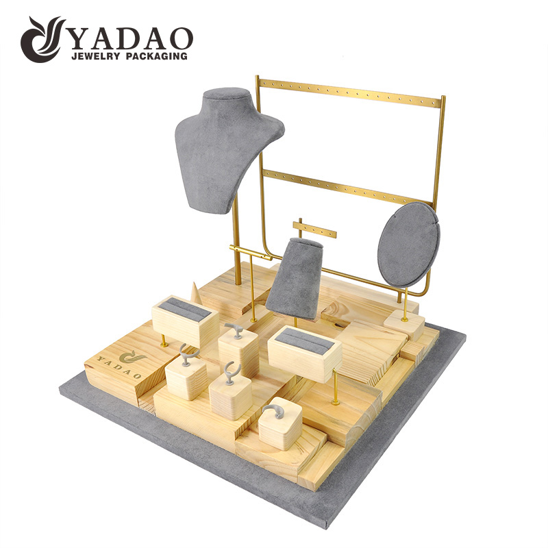 solid wood jewelry display stand window jewelry showcase display props metal earring display stands