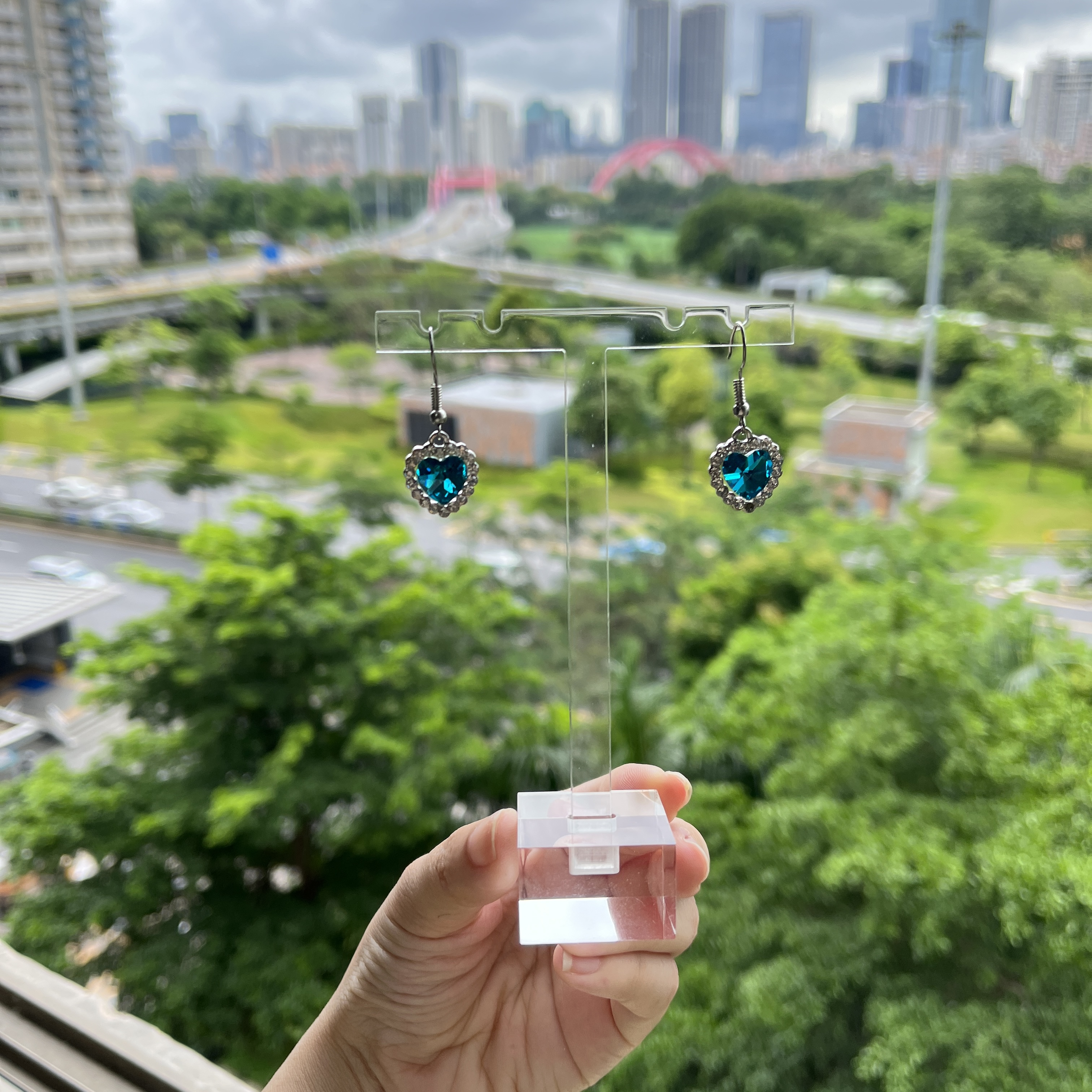 Clear acrylic jewelry store earrings display single stand props