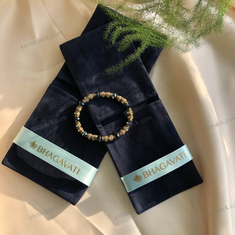 Dubbla lager fickor sammet smycken butik tillbehör boutique förpackning påse väska