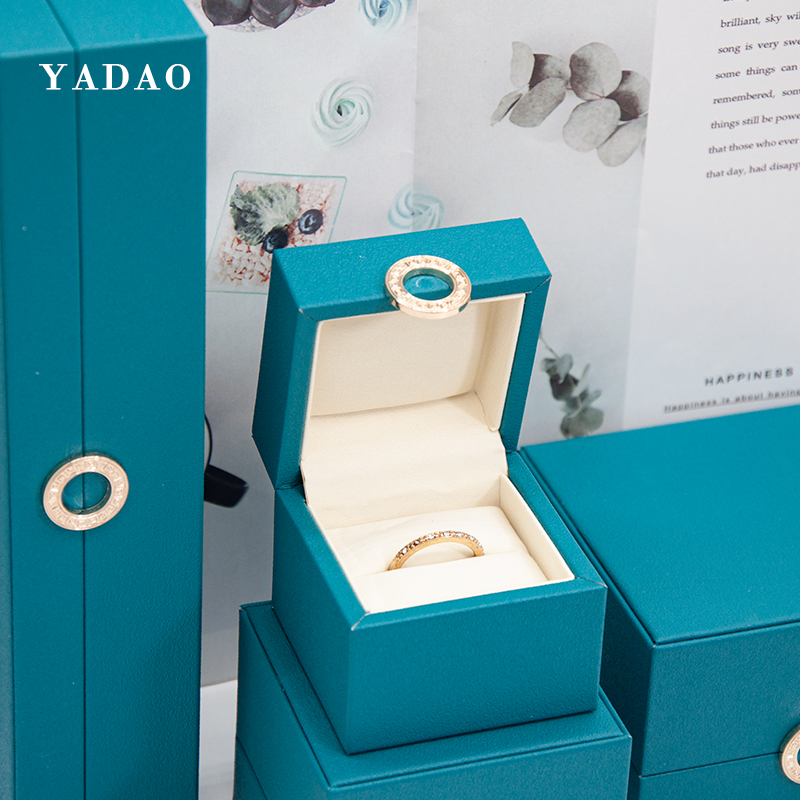 Personailize high end pu leather design fresh water blue color jewelry box set