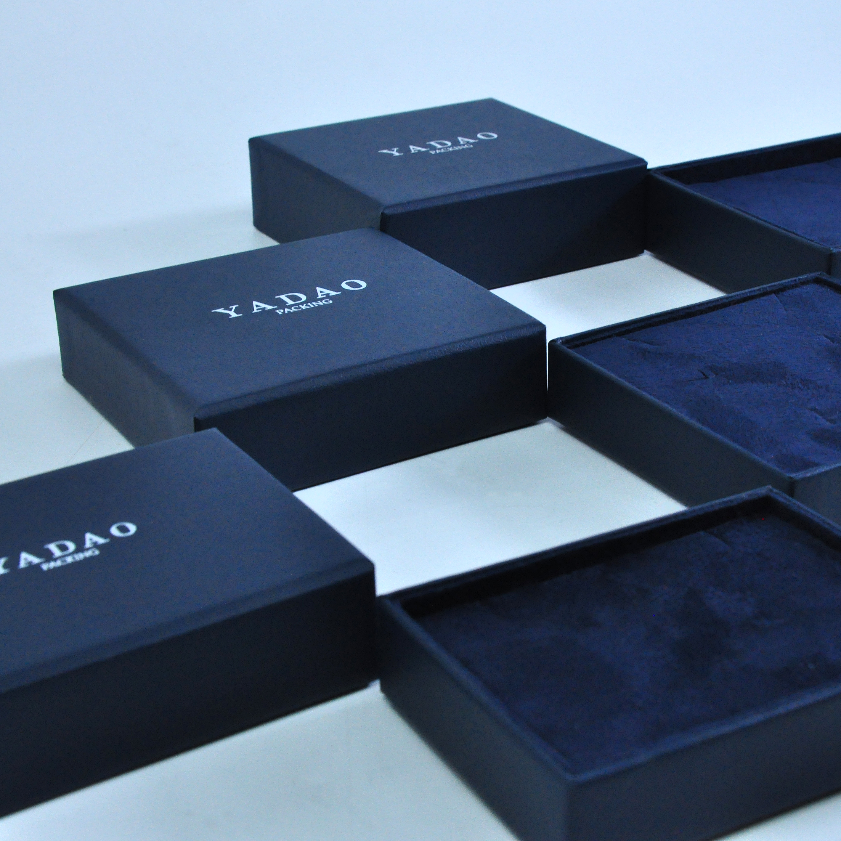 High quality paper deep blue drawer box with custom multifunctional sponge inner