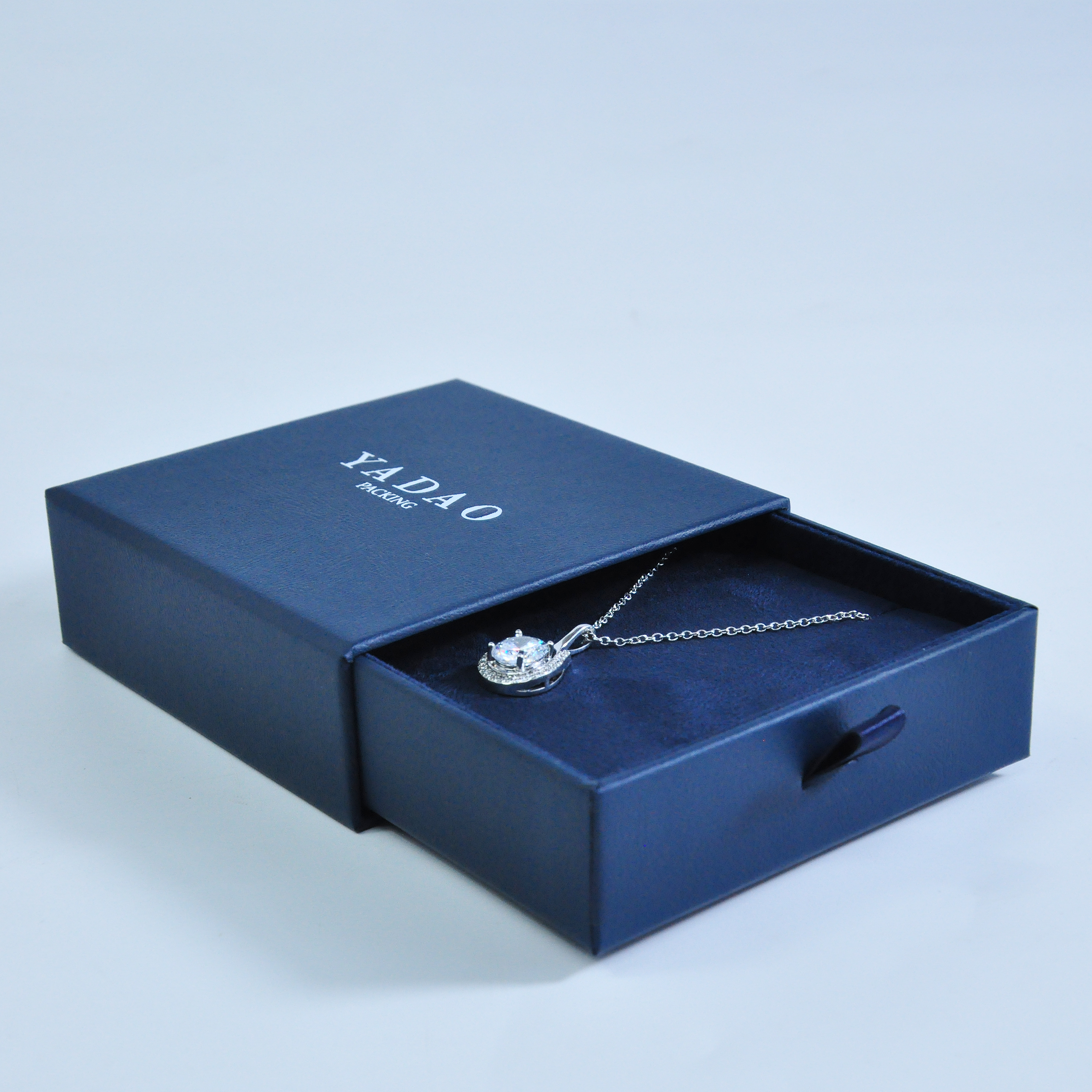 High quality paper deep blue drawer box with custom multifunctional sponge inner