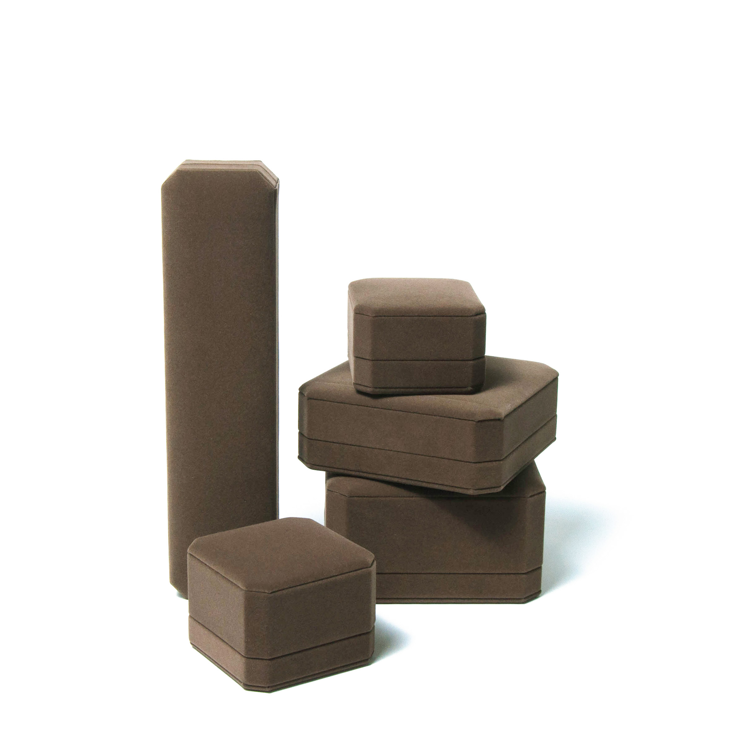 مثمنة صندوق مجوهرات خاتم سوار أقراط التعبئة والتغليف المخملية قبول شعار المواد المخصصة