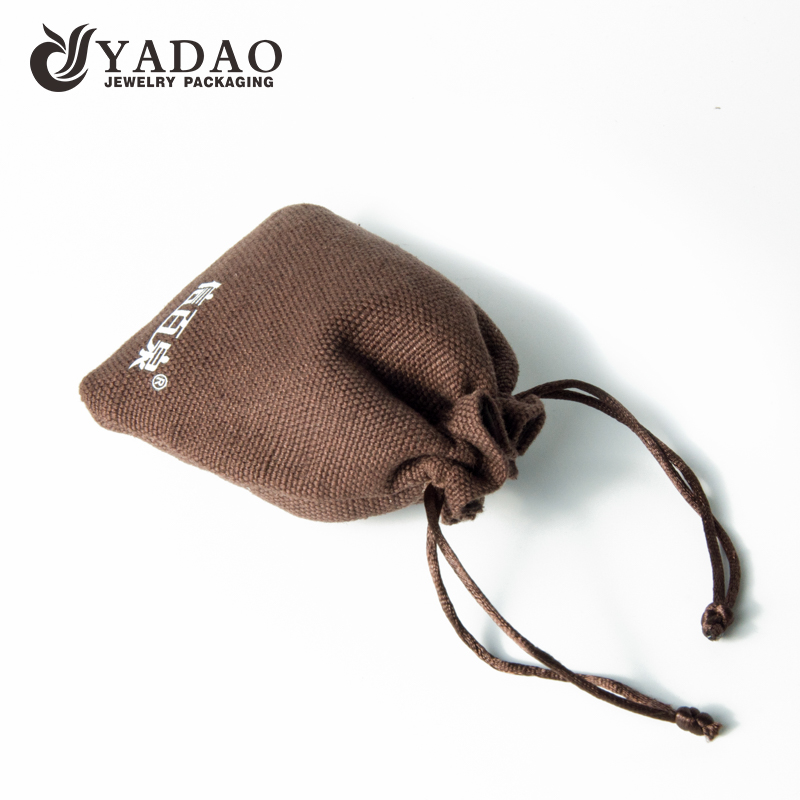 Linen pouch jewelry packaging bag with free customized logo color for jewelry gift packaging