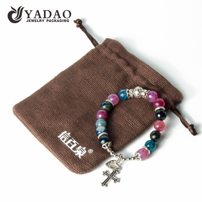 Linen pouch jewelry packaging bag with free customized logo color for jewelry gift packaging