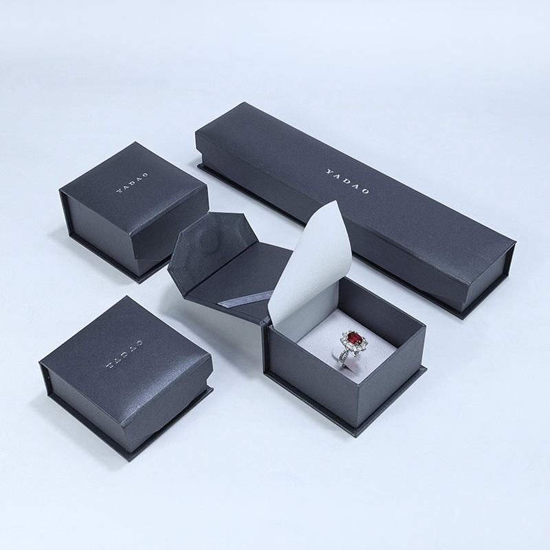 Black Jewelry Packaging Box Ring Earrings Necklace Bangle Box with Lid Custom Logo