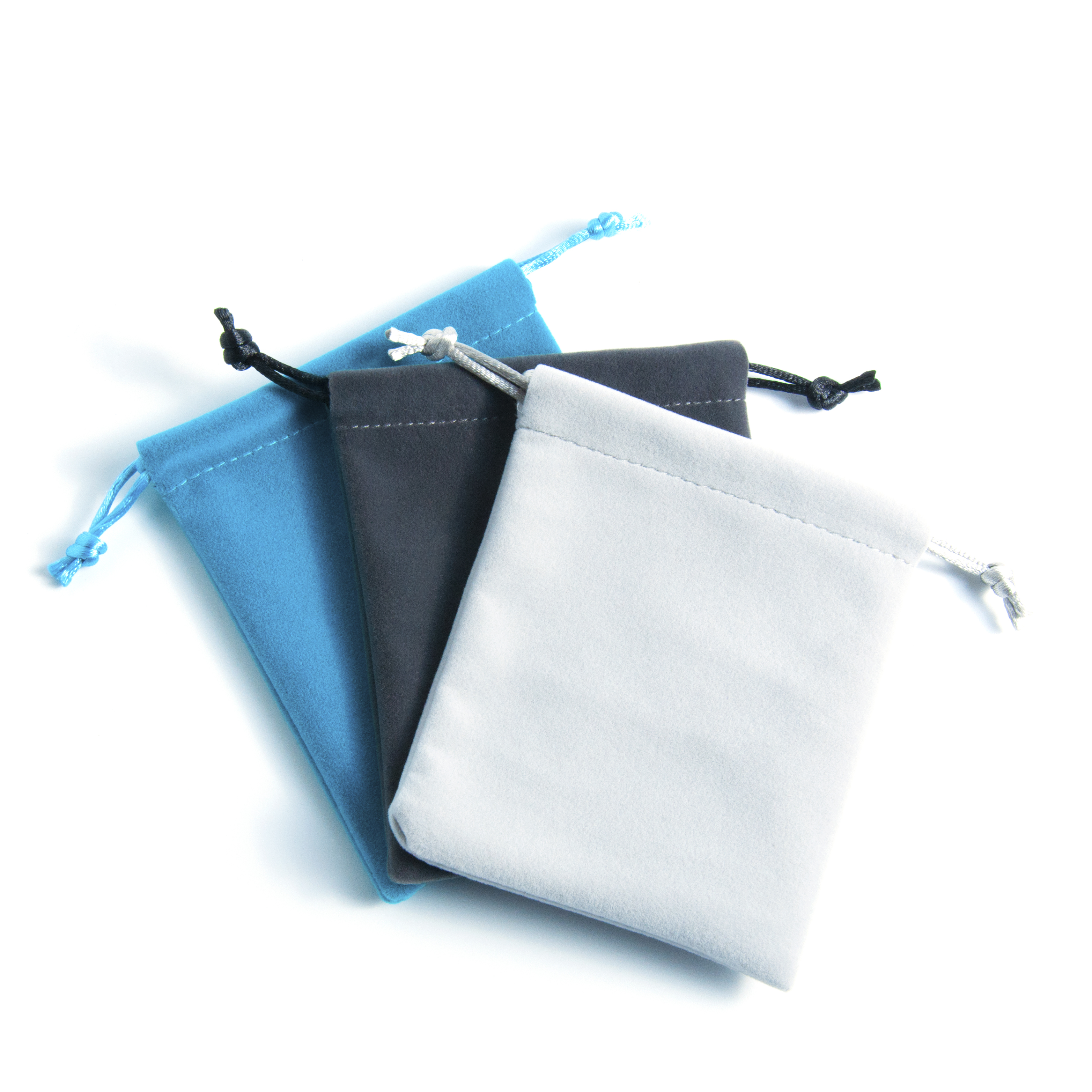 Velvet Jewelry Pouch with Drawstring Blue Black Custom Color and Logo