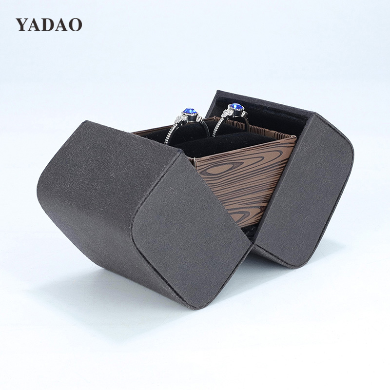 High-ed Hot sale leather ring box new design black brown custom color logo