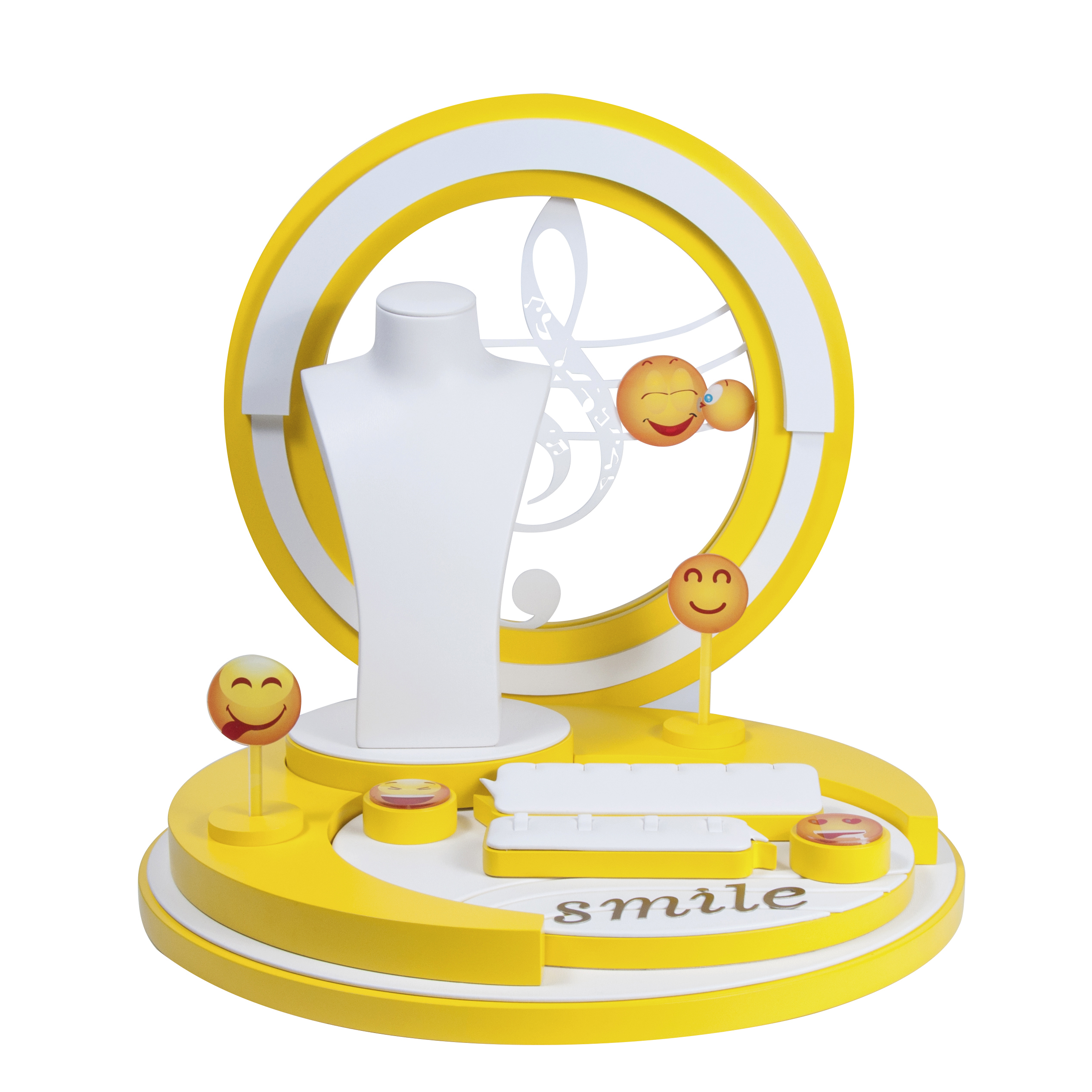 Vackra smycken Display Vit Gul Läder Display Ring Stand Halsband Byst