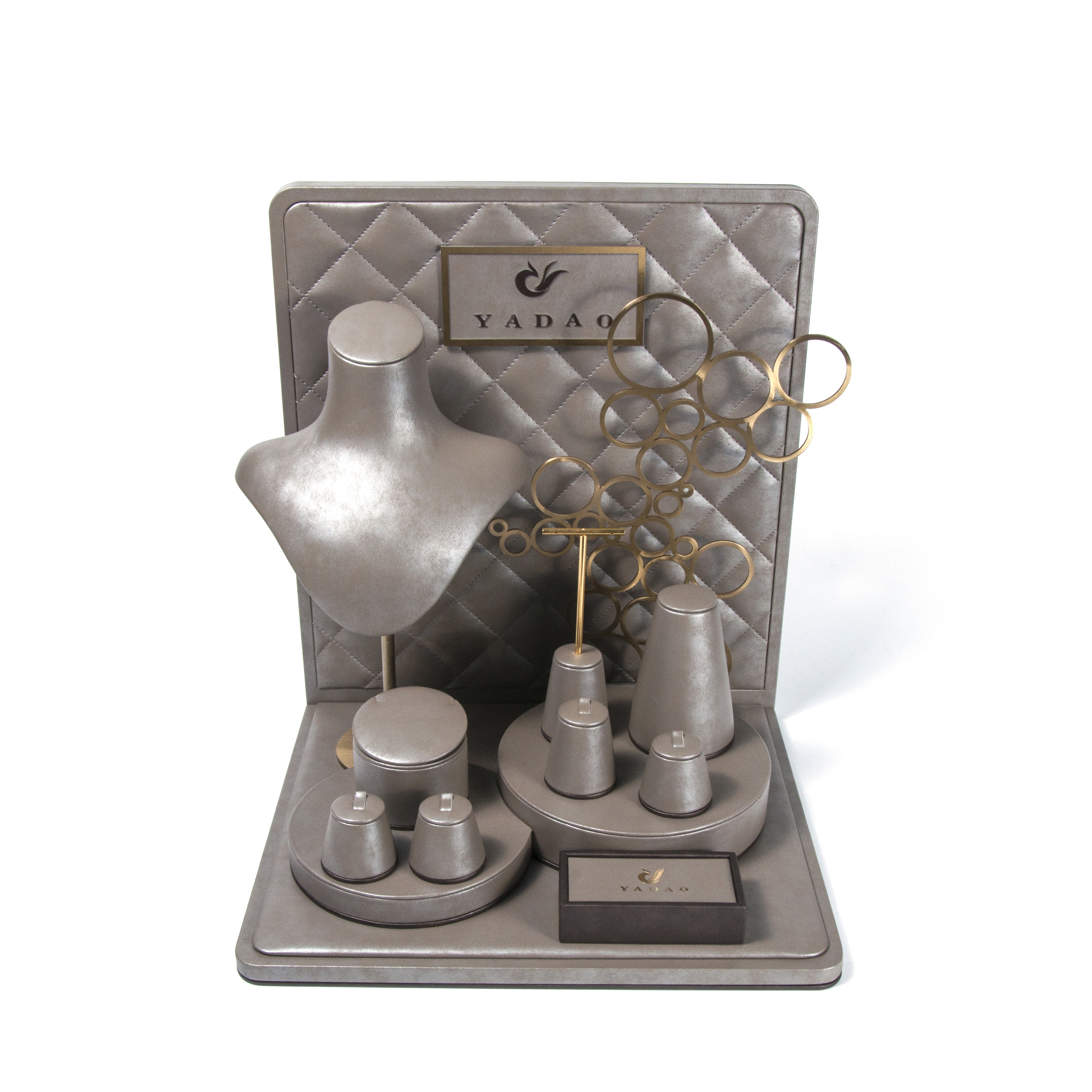 カスタムジュエリーディスプレイ Pu レザージュエリーネックバストリングスタンドあなたのロゴ付き