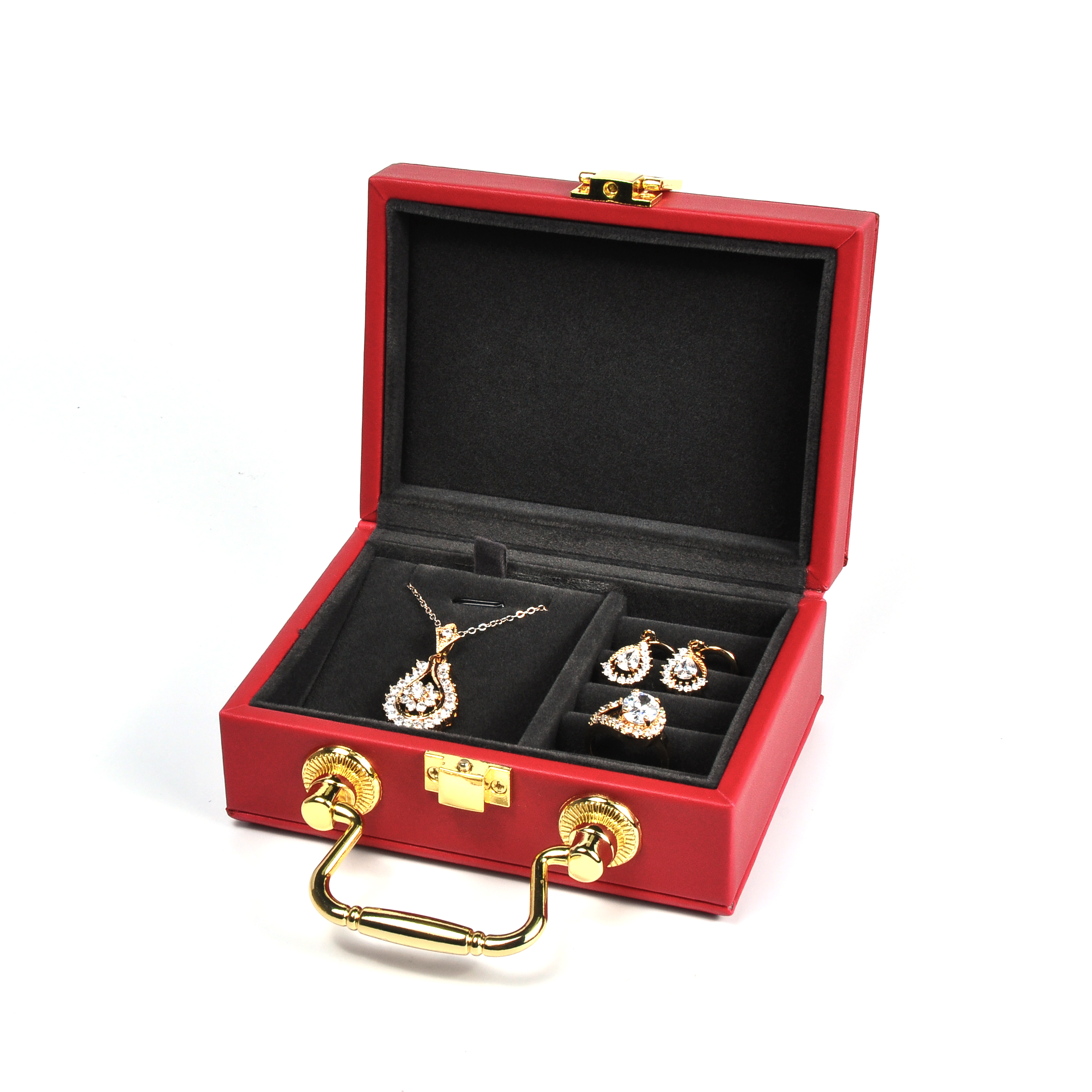 Yadao ジュエリーケース Pu レザージュエリーケースカスタムインサートパッドリングネックレス用ハンドルカスタムカラー