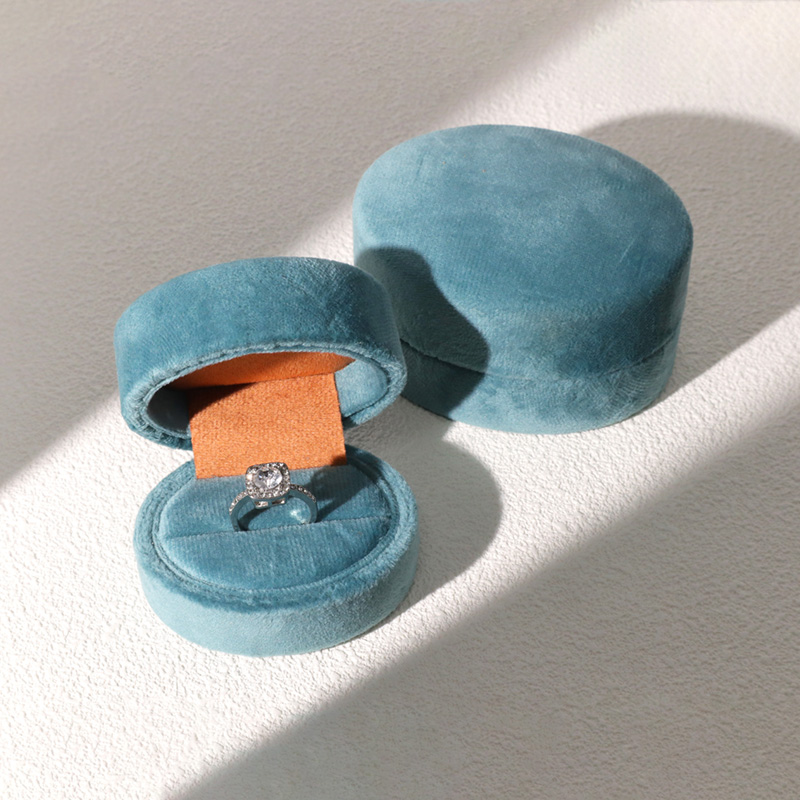 결혼식을 위한 우단 반지 상자 공급자 파란 보석함을 주문을 받아서 만드십시오