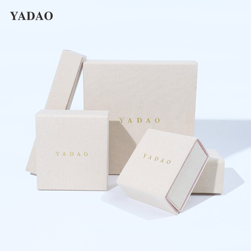 Natural style cotton fabric magnect flap accessory jewellery gift packaging box set any sizes custom logo colors